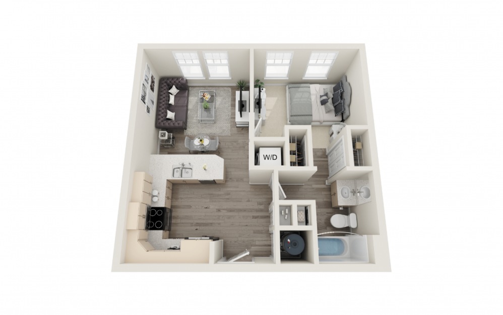 Daufuskie - 1 bedroom floorplan layout with 1 bath and 615 square feet.