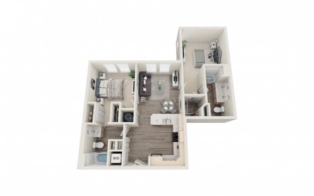 Edisto - 2 bedroom floorplan layout with 2 baths and 921 square feet.